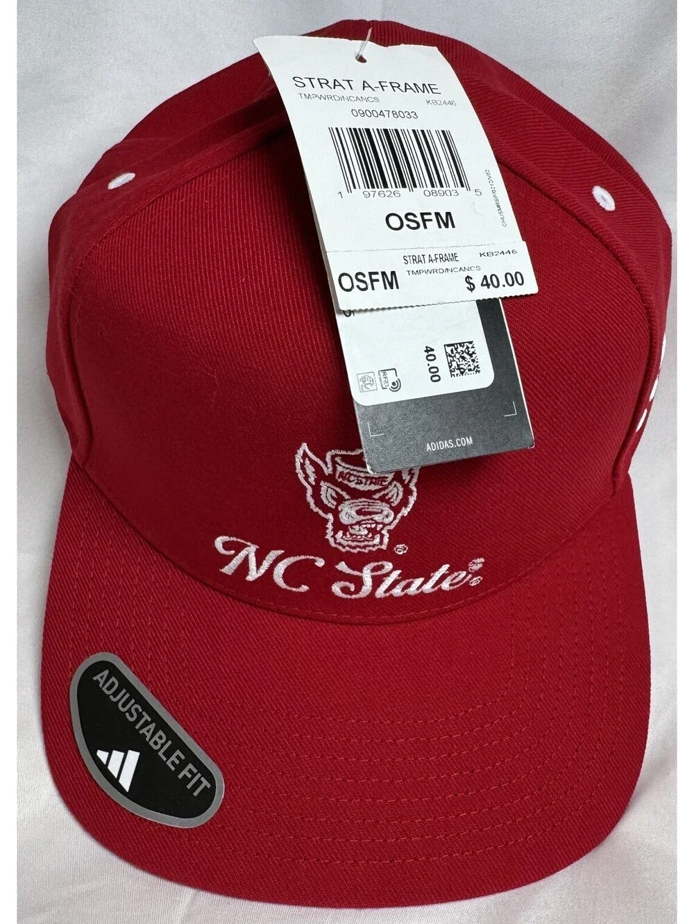 Adidas NC State Wolfpack Red A Frame Snapback Hat NEW
